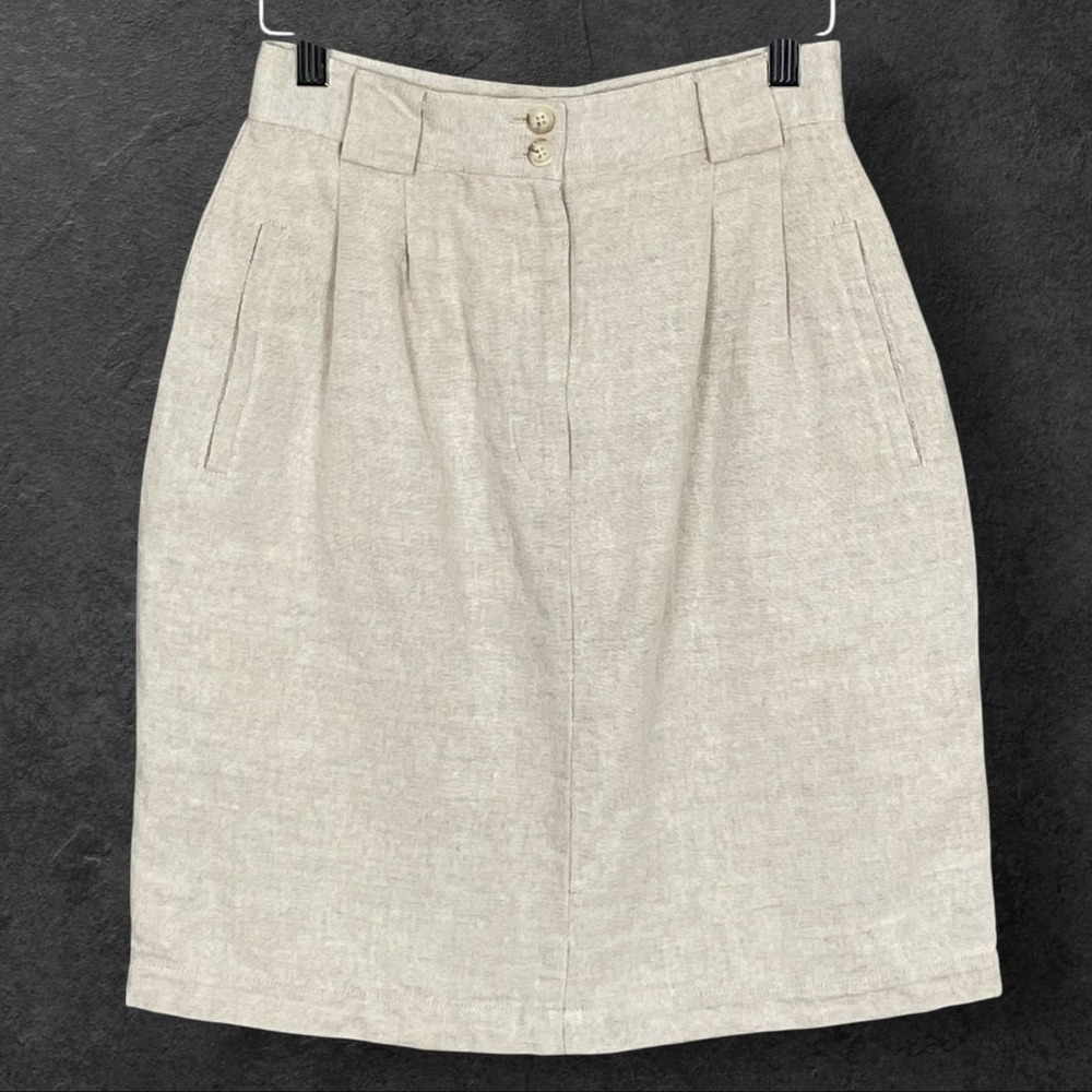 Vintage‎ Abercrombie Fitch Linen Blend Skirt Size 6 Preppy Tailored Quiet Luxury